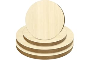 FSWCCK 4 Pack 12'' and 8'' Unfinished Wood Canvas Boards, Round Wooden Panels Kit for Crafts, Painting Canvas, DIY Art Projects, Pouring, Arts Use with Oils, Acrylics