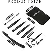 SWEET VIEW 7pcs Eyebrow Tweezers Kit with Brow Scissors Razor Spoolie Leather view 2