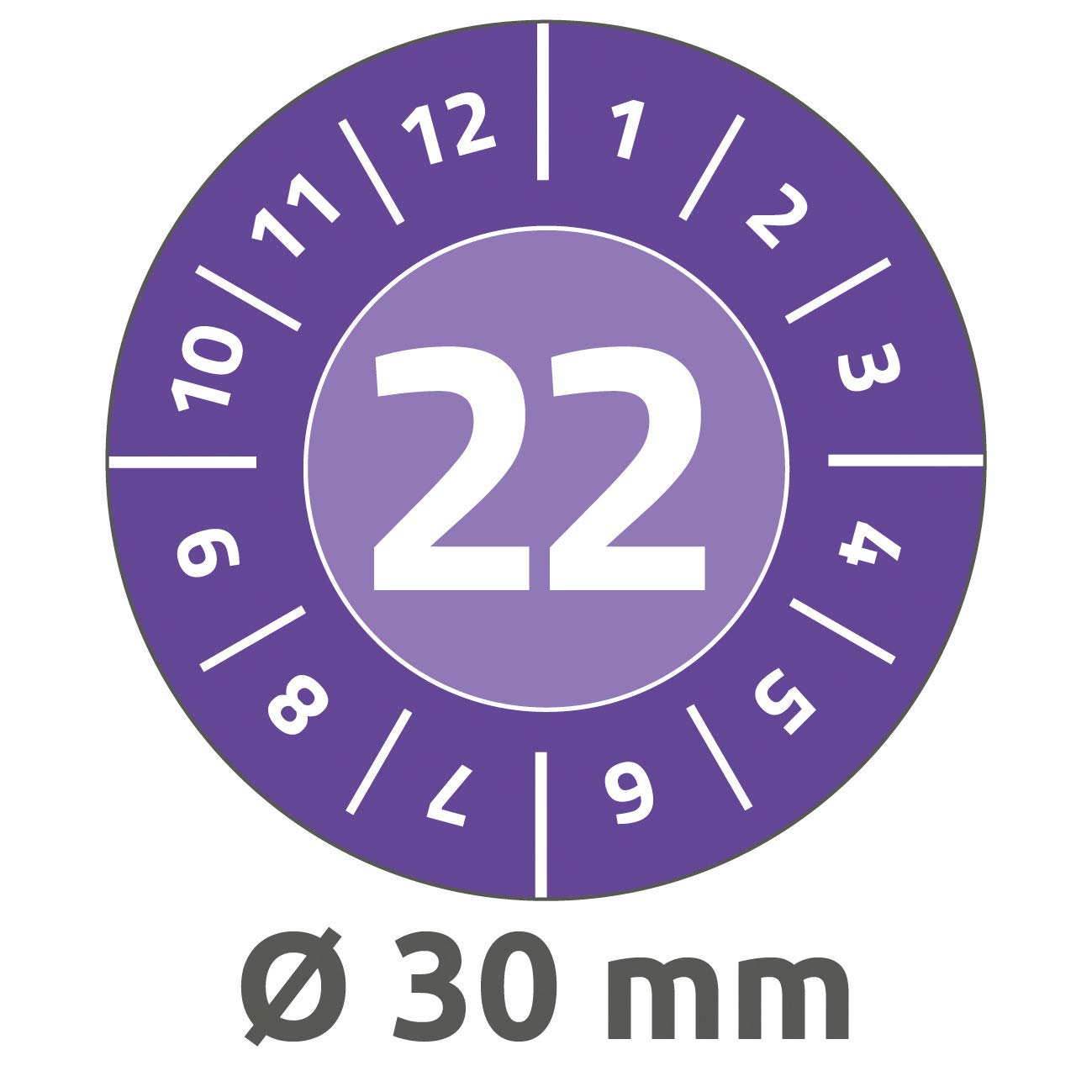 AVERY Zweckform Pack of 80 Test Badges 2022 (Durable, Strong self-Adhesive, Diameter 30 mm, Test Sticker, can be Written on, Made of Vinyl Adhesive Film) 6944-2022 Purple