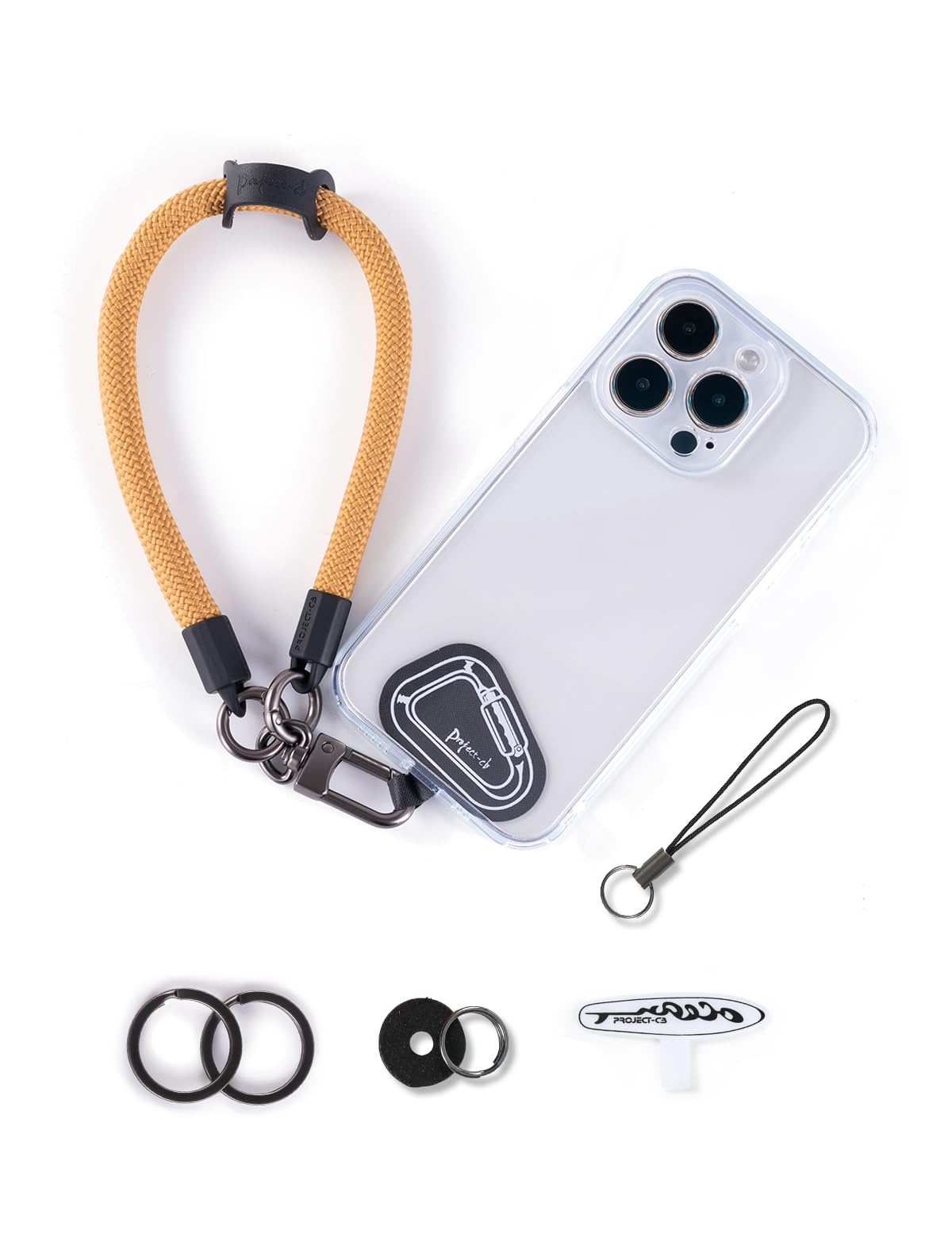 project-cb Hand Wrist Phone Strap,Tether Tab 2,Cell Phone Case Holder,Wristlet Strap for Camera,Lanyard Patch (Khaki, 40cm)