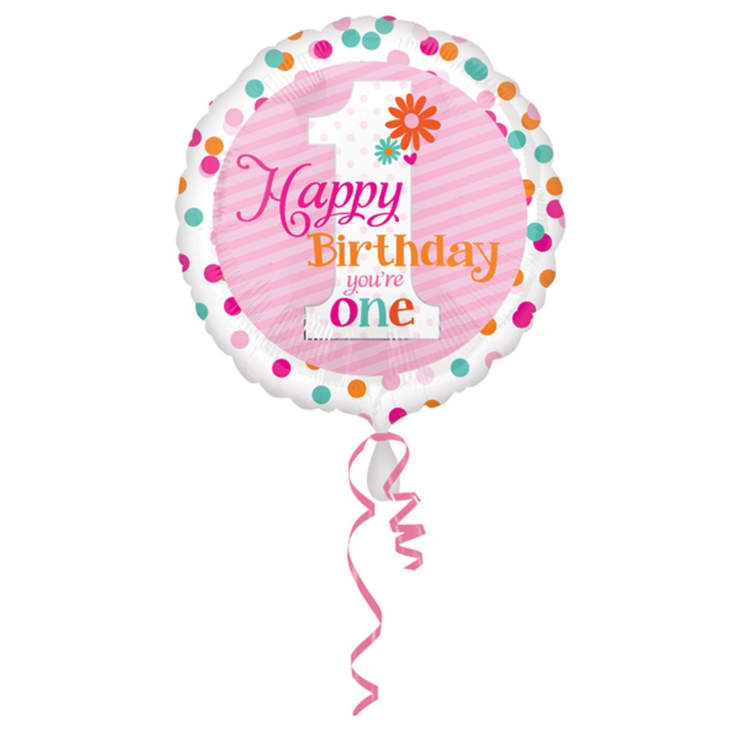 amscan Happy Birthday Dots You`re One Girl Standard HX Foil Balloons