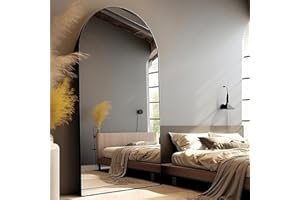 AyeWish Floor Mirror, Oversized Full Length Mirror, Arched Mirror, Large Standing Mirror, Tall Mirror, Wall Mounted, FreeStanding, Giant Mirror, 81"×41", Aluminum Frame - Black