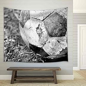 The Closeup Image of an Old Ball on The Ground - Fabric Wall Tapestry Home Decor - 51x60 inches