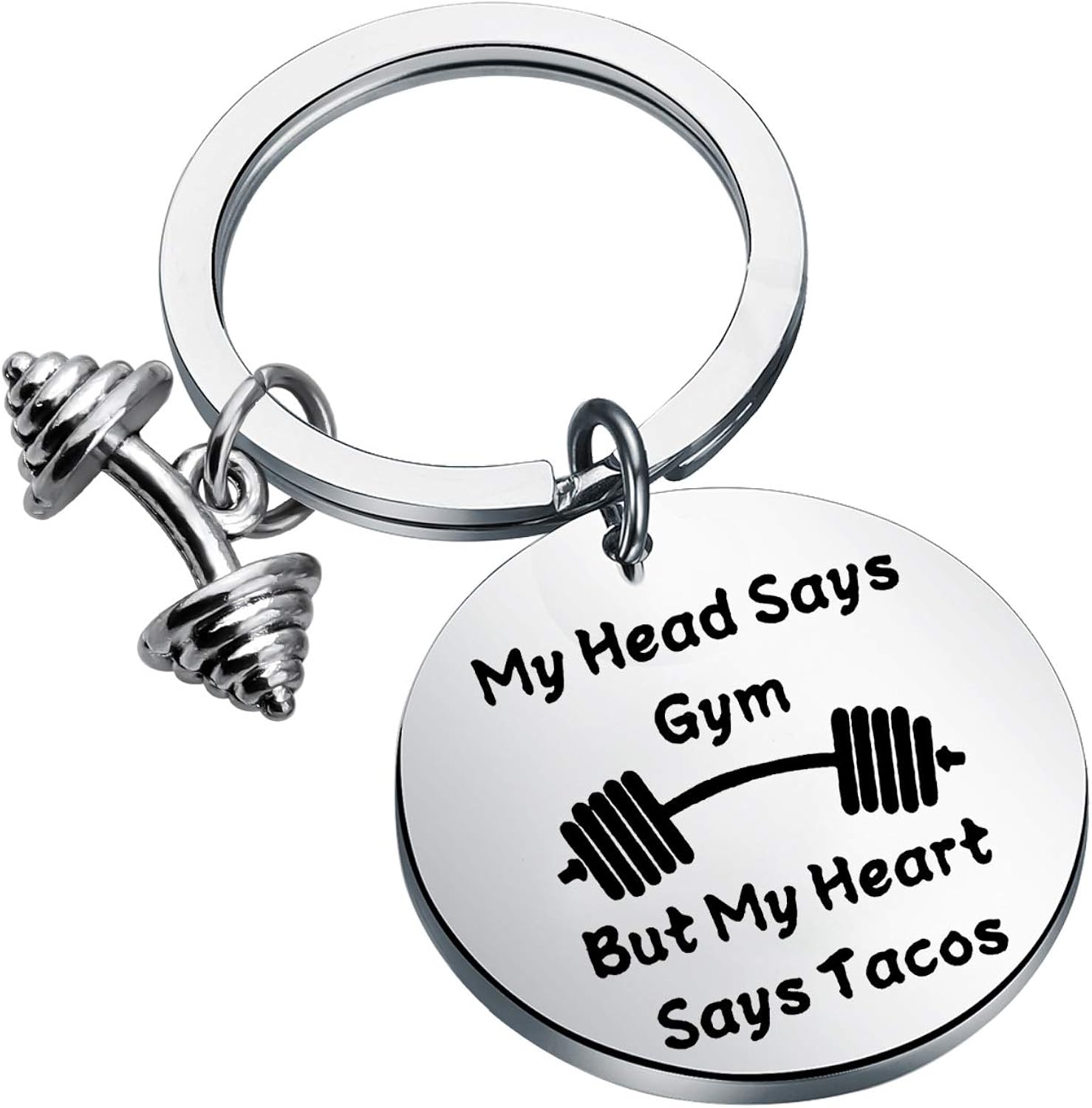BEKECH Fitness Keychain Gym Keychain My Head Says Gym But