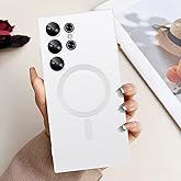 Omio Magnetic Silicone Case for Galaxy S25 Ultra Compatible with MagSafe, Matte Soft TPU Silicone All-Inclusive Camera Lens Film Shockproof Cover for Galaxy S25 Ultra Women Men, White