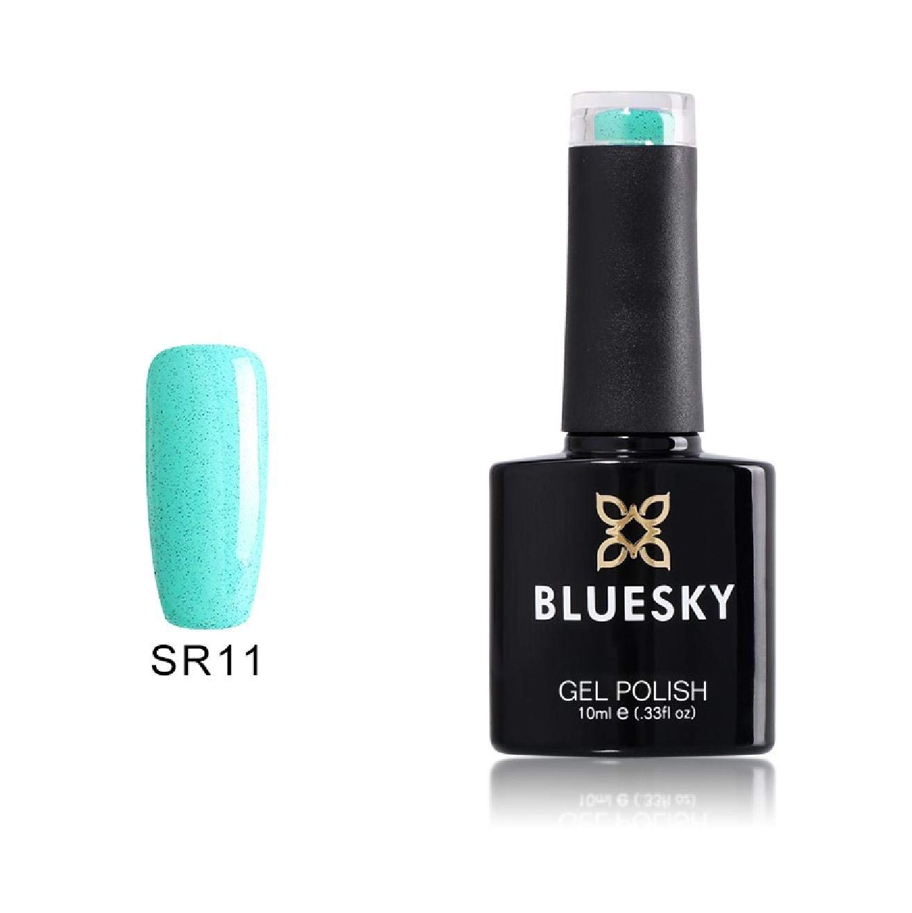 Bluesky Gel Nail Polish, Marine Sr11, Blue, Glitter, Light,Teal Long Lasting, Chip Resistant, 10 ml (Requires Drying Under UV LED Lamp)
