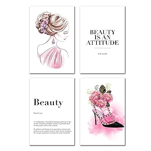 Fashion Wall Art Painting Canvas - Abstract Women Poster Beauty Quotes and Sayings High Heels Dorm Decor for College Girls Teen Home Decorations Living Room Bedroom Picture Set of 3 Gift Artwork
