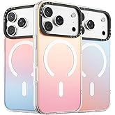 ORNARTO Compatible with iPhone 17 Pro Case 6.3", Electroplated Iridescent Gradient Cover, Compatible with MagSafe, Slim Rainbow Phone Case – Sunset Red
