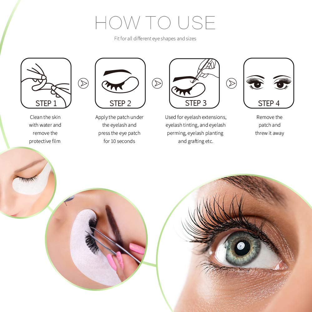 110 Pairs Eyelash Extension Gel Pads, Teenitor Lint Free Lash Under Eye Patches- Green: Beauty