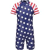 Boys Rash Guard Swimsuits One Piece Short Sleeve Swim Shirt for Kids UPF 50+ Sun Protection Bathing Suits