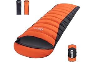 QEZER Ultralight Down Sleeping Bag for Adults - 600 Fill Power, Cold Weather, Backpacking, Camping, Hiking