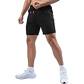 Fioboc Mens Shorts Casual Drawstring Stretch Waist Summer Gym Shorts with Pockets Cotton Blend M-3XL