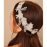 Xerling Silver Crystal Hair Vine for Brides Flower Headband for Girls Wedding Hair Accessory Bridal Floral Hair Piece (White)