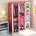 MAGINELS Portable Kid Organizers and Storage Organizer Clothes Wardrobe Cube Closet MultiFuncation Bedroom Armoire Children Dresser Rack Forest Animal Pink 8 Cube & 2 Hanging Section