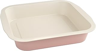 Dr. Oetker Brownie-Backform, Schokoladenkuchenform aus der Serie "Modern Baking - Retro Design" mit zweifarbiger, keramisch verstärkter Premium-Antihaftbeschichtung (Farbe: Rosa/Creme), Menge: 1 Stück