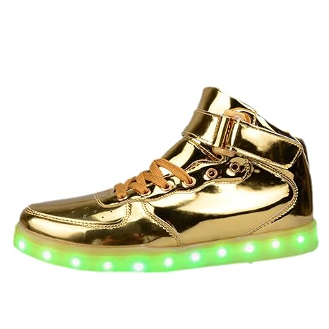 O&N LED Schuh USB Aufladen Leuchtend SportSchuhe Sneakers High-Top Turnschuhe fuer Unisex-Erwachsene Herren Damen Kinder