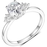 MDFUN Engagement Rings for Women Promise Ring Wedding Eternity Bands | 18K White Gold Plated | Heart Oval Cubic Zirconia Size 5-10