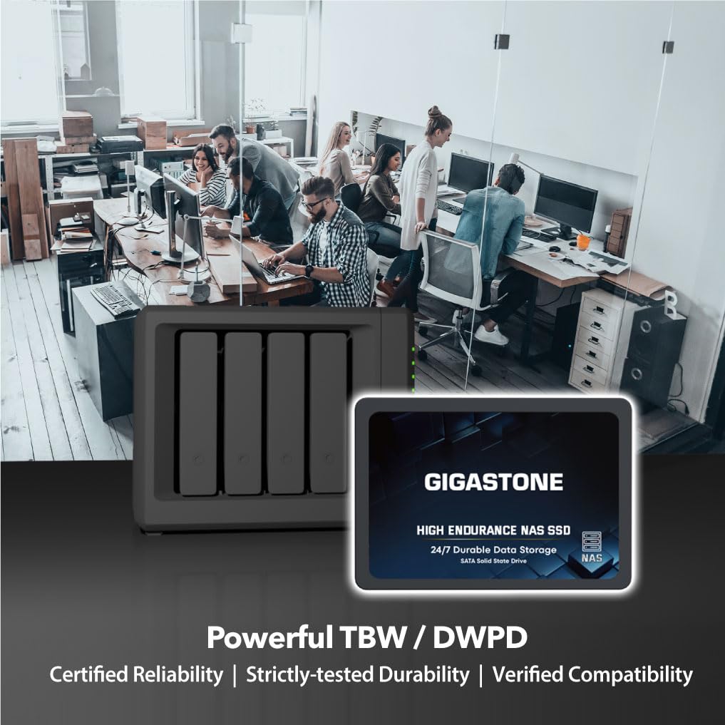 Gigastone 1TB NAS SSD Drive (2-Pack) 24/7 Durable TLC High Endurance RAID Data Storage Network Attached Storage 2.5