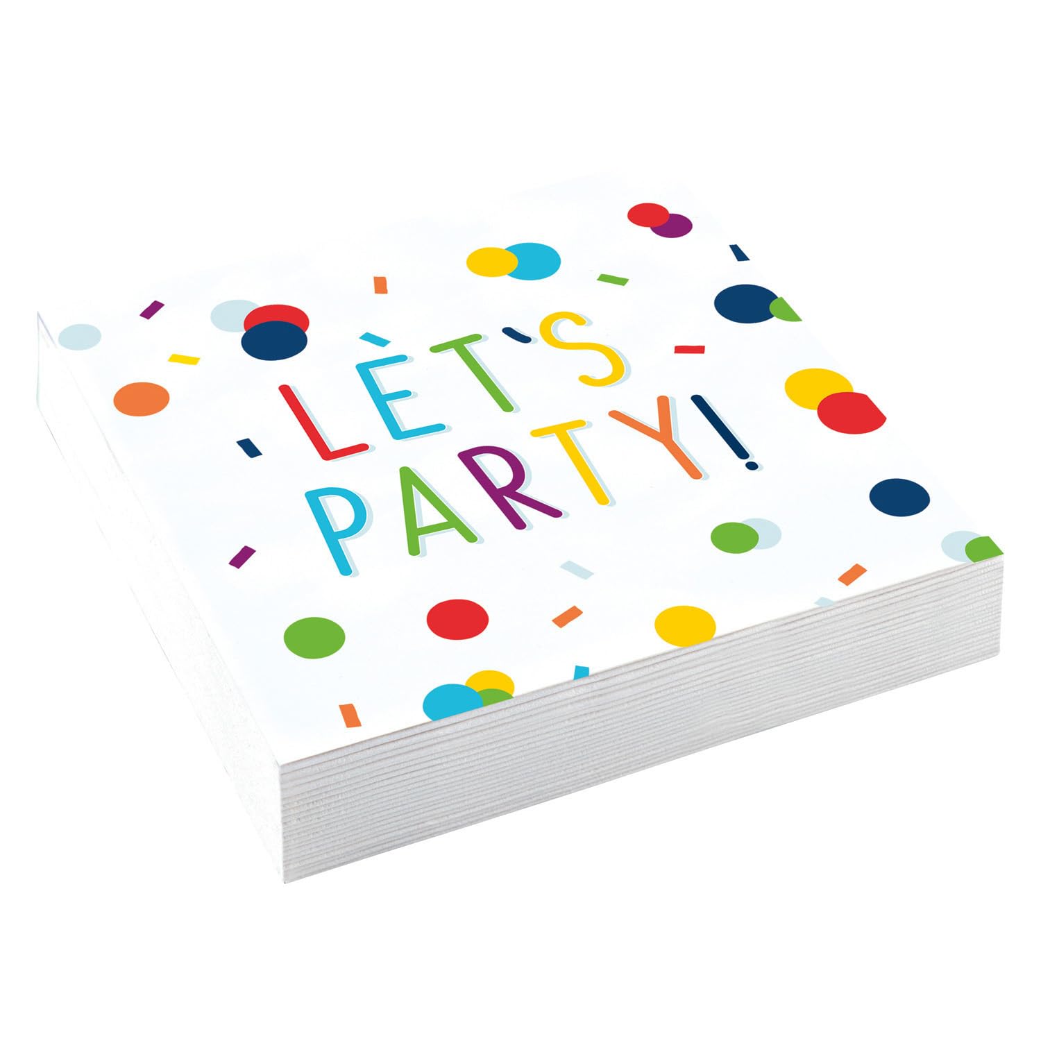 (PKT) 20 Confetti Birthday Beverage Napkins 25cm