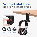 Goldmille Aluminum Headphone Stand Hook Under Desk Clamp Foldable Cable Clip view 2