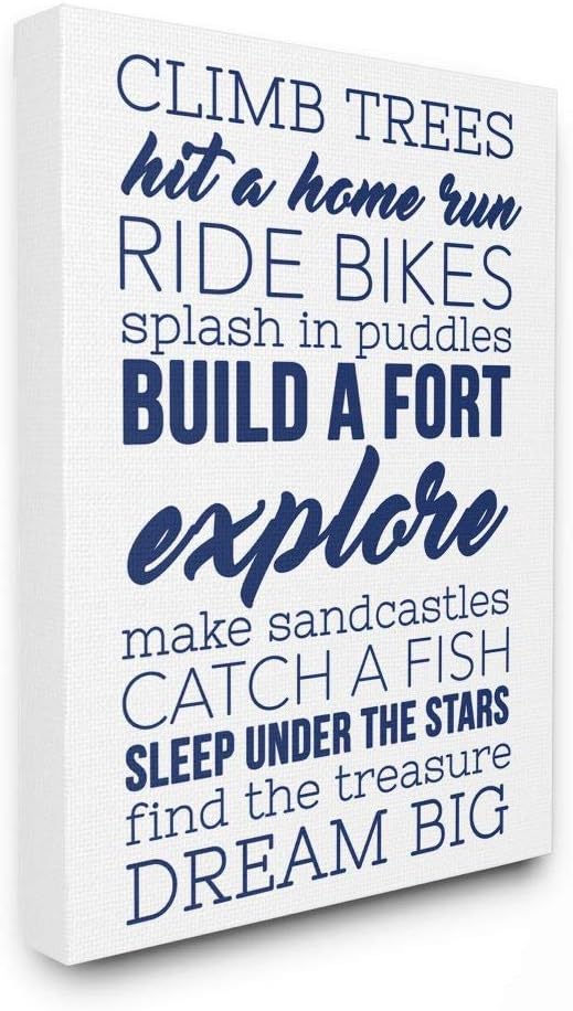 Stupell Home Décor Climb Trees Dream Big Navy with White Stretched Canvas Wall Art, 16 x 1.5 x 20, Proudly Made in USA