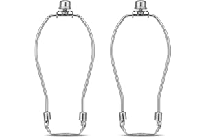 6 inch Lamp Shade Harp Holder 2 Set, Silver Detachable Heavy Duty Bracket with Standard Saddle Base and Solid Metal Lamp Fini