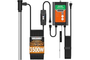 BSUOWEK 3500W 240V Fully Submersible Portable Electric Immersion Large Pool Water Heater Waterproof Hot Tub Heater with Leakage Protection & Thermostat, for Baptistry, Swimming Pool, Bathtub, Bucket