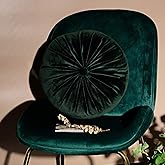 vctops Round Velvet Solid Color Chair Cushion Pumpkin Pleated Throw Pillow Home Decorative Floor Pillow Diameter 15" Dark Green