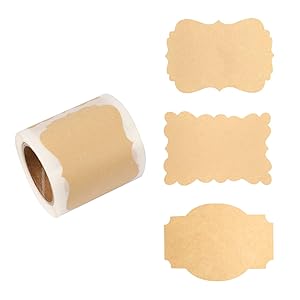 Houseables Label Stickers, Labels for Jars, 2” x 3”, 100/Roll, Brown, Paper, Self-Adhesive, Kraft Blank Sticker, Peel, Stick On, Write, Use with Canning Jar, All Purpose, Product, Labeling, Candle