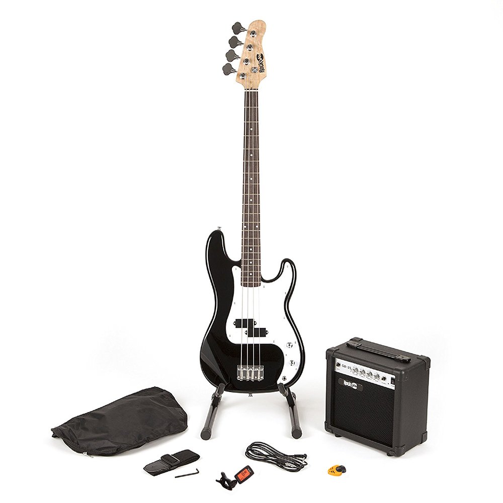 RockJam Full-Size Bass Guitar Kit with Amp, Tuner, Stand & Bag