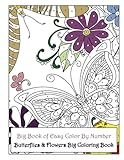 Big Book of Easy Color By Number Butterflies & Flowers Big Coloring Book (Premium Adult Coloring Books) (Volume 25) by Lilt Kids Coloring Books