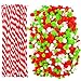 Coobey 1000 Pieces Christmas Pompoms Assorted Size and Color Pom Poms with 100 Pieces Striped Chenille Stems Pipe Cleaners for Craft Supplies (Christmas Color)