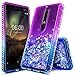 Nokia 6.1 Case, Nokia 6 2018 Case, (NOT for Nokia 6 2017) NageBee Glitter Liquid Quicksand Waterfall Floating Flowing Sparkle Shiny Bling Diamond Shockproof Girls Cute Case -Purple/Blue