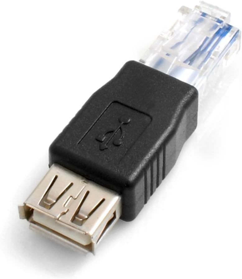 System-S RJ45 Male to USB A Female Coupling Adapter Plug Cable, Schwarz