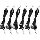 AEDIKO 6pcs 10K Temperature Sensor Probe 1M NTC3950 Thermistor Stainless Steel Temp Sensor Probe Digital Temperature Transmitter Extension Cable