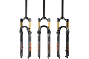 BOLANY 26/27.5/29inch Bike Suspension Fork 120mm Travel 28.6mm (1-1/8inch)*220mm Thread-Less Straight Steerer 9mm QR*100mm Spacing Disc Brake Version MTB Air Forks