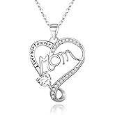 EVER FAITH Mom Necklace S925 Silver CZ Birthstone Jewelry I Love You Forever Heart Pendant Necklaces from Daughter Birthday Gifts for Women