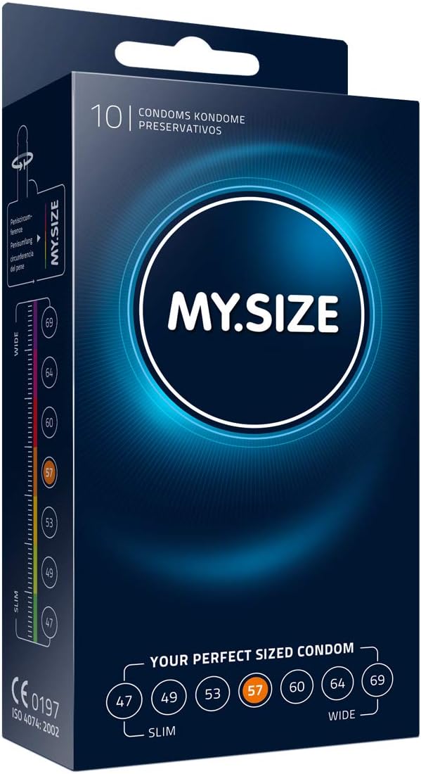 MY.SIZE Classic Condoms Size 4 I 57 mm Width I 10 Pieces Standard Pack I Premium Kondoms Extra Thin I True to Touch Gossamer I Thin 0.07 mm wall Thickness I Vegan I Condoms for Men