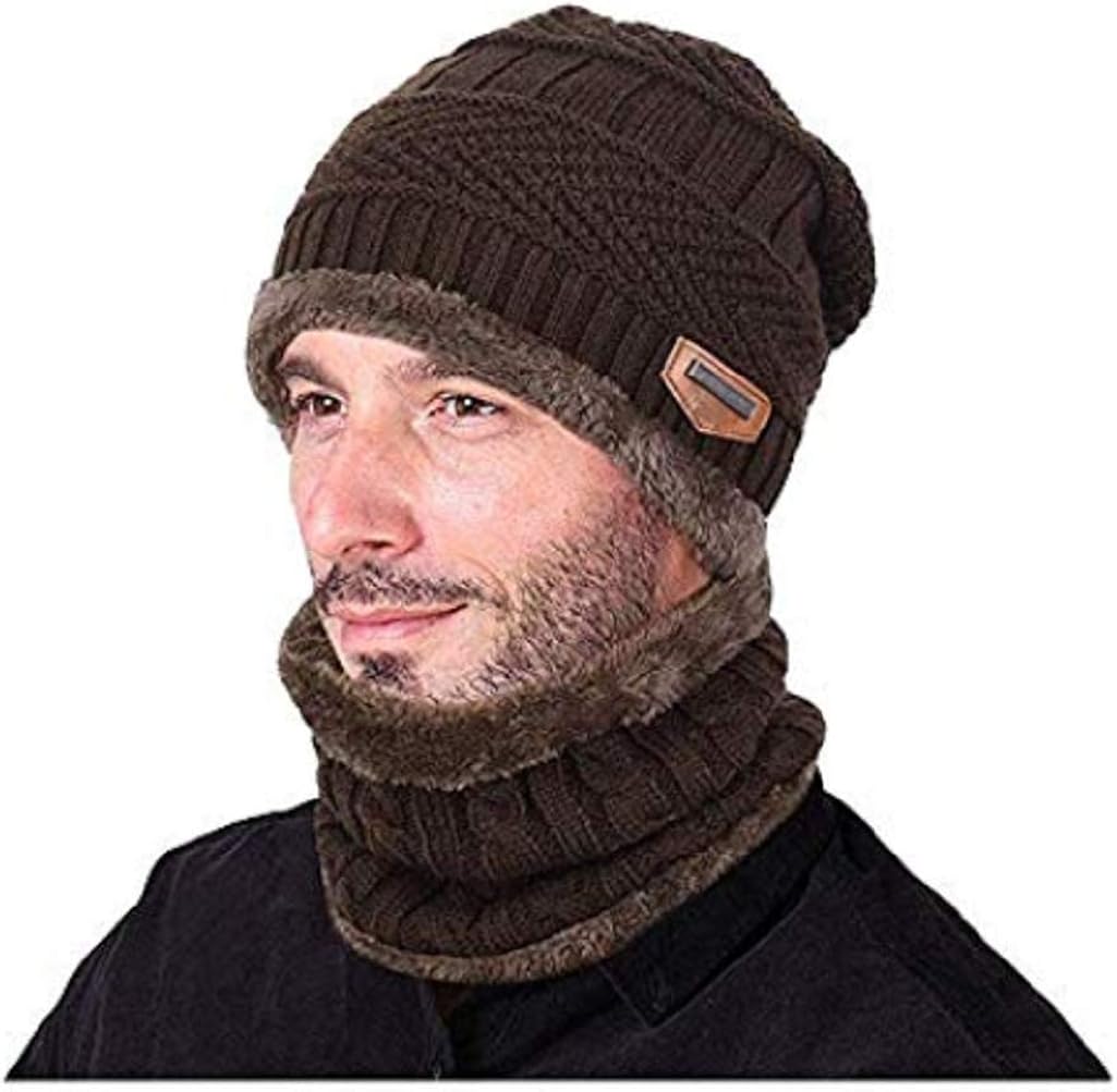 UMIPUBO Cappello Uomo Invernale Berretto Uomo in Maglia con Sciarpa ...