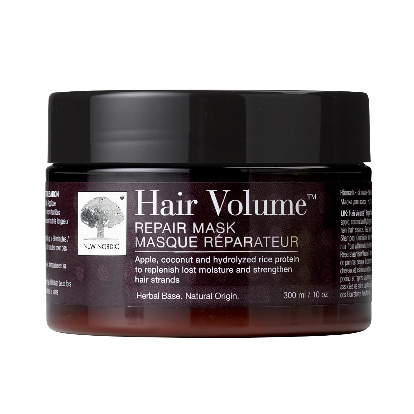 New Nordic Hair Volume Repair Mask - Promote Hair Growth for Dry Damaged Hair - Coconut & Castor Oil - Balance, Volumise & Strengthen - 300 ml Jar