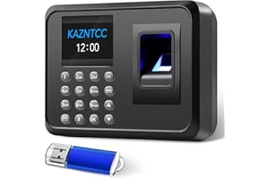 KAZNTCC Time Clock, Fingerprint Time Clocks for Employees Small Business with Finger Scan and PIN Punching in One, 0 Monthly Fee Auto Deduct Lunch Easy Operation
