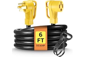 WYM WORLD 50 Amp RV/EV Extension Cord 6 FT Outdoor with Grip Handle, Flexible Heavy Duty Gauge STW 4 Prong RV Power Cord Waterproof, NEMA 14-50P to 14-50R, ETL Listed