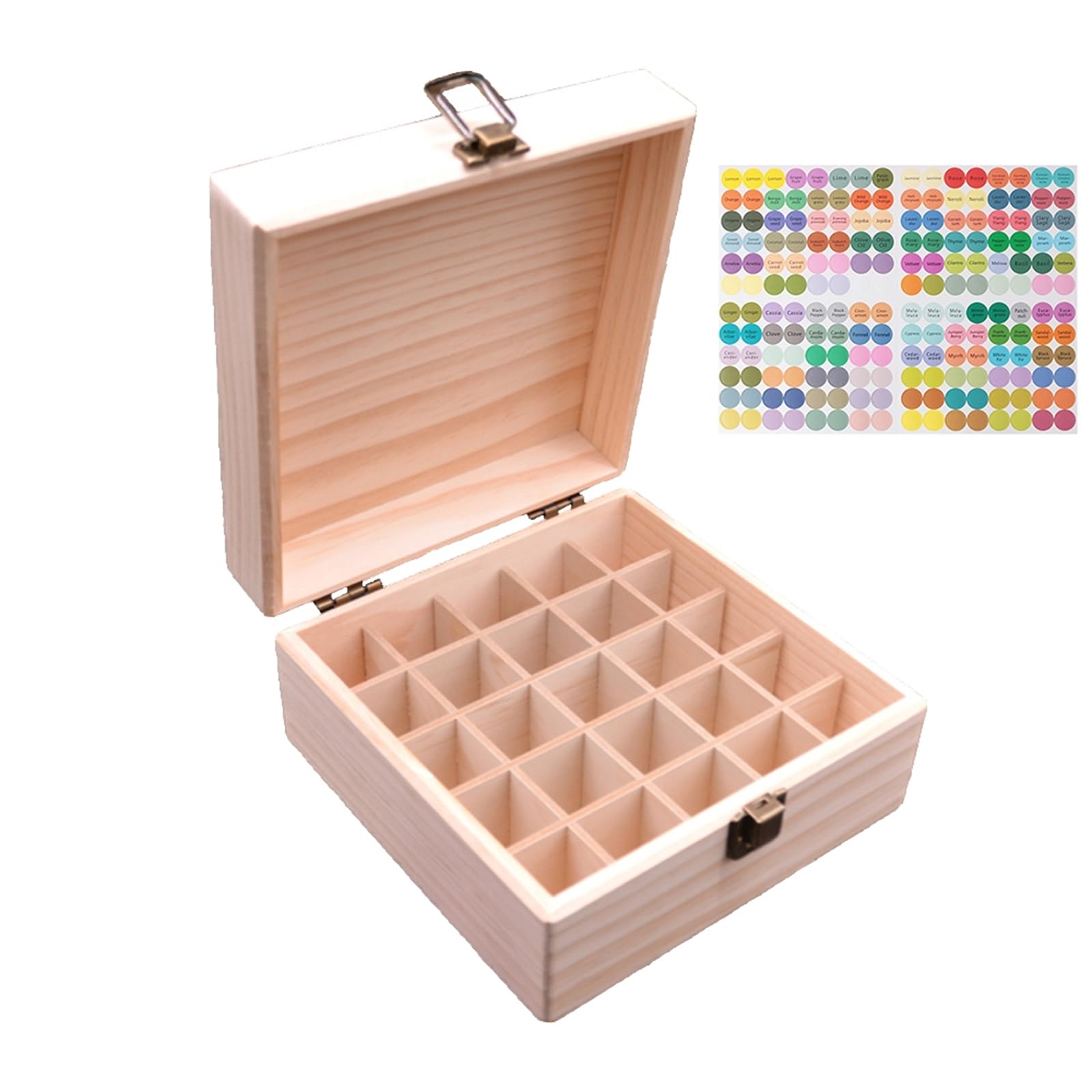 RoseFlower Wooden Essential Oil Storage Box Home Fragrance Carrier Case, Holds 25 Bottles for 5, 10, 15ml - Aromatherapy Organizer Nail Polish Fragrance Container - Keep Your Oils Safe & Space Saver