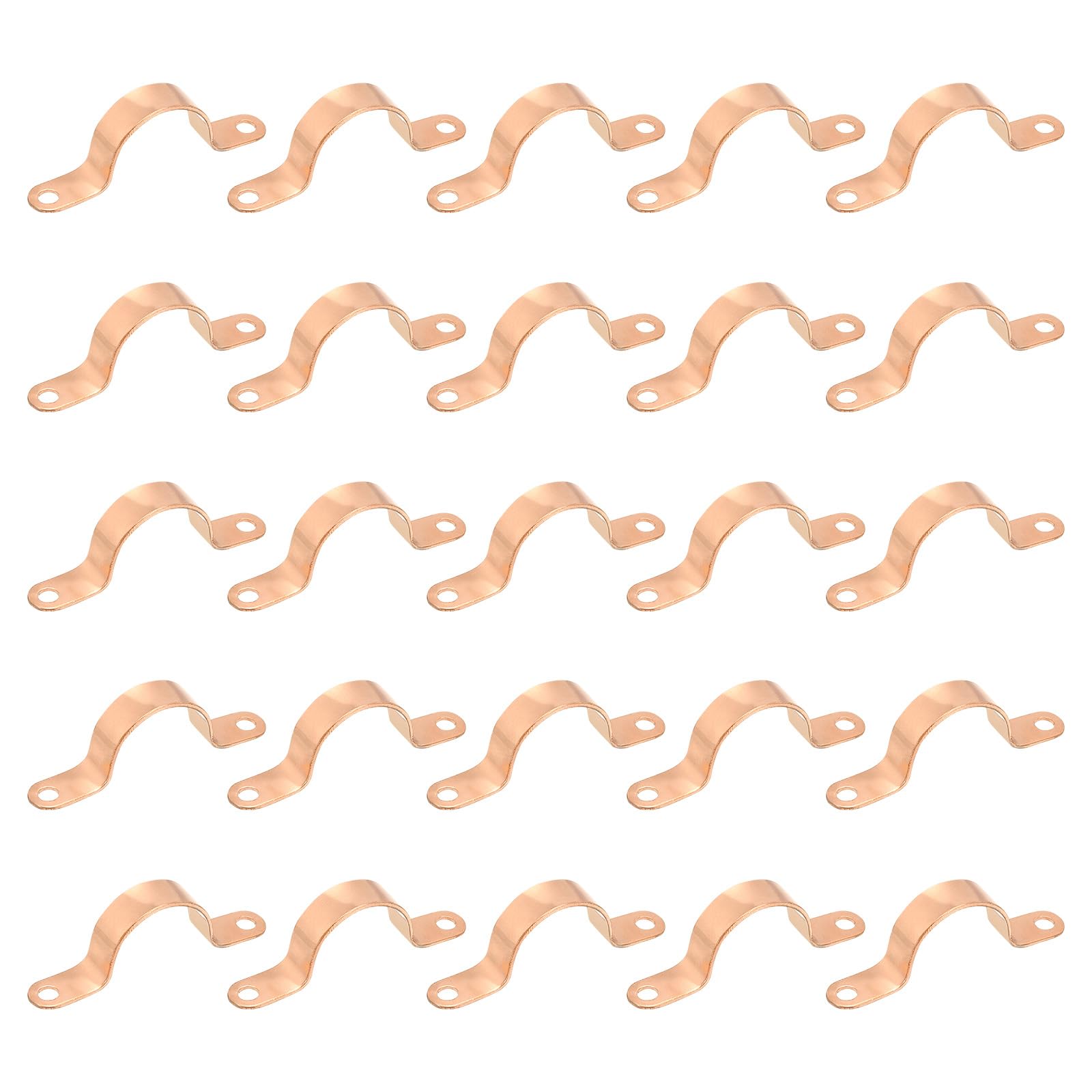 Photo 1 of PATIKIL 3/4" Copper Pipe Strap Fittings, 25 Pcs Two Holes LF Pressure Copper Pipe Clamp Mount U Bracket Plumbing Fixing Fixture for Residential and commercial Pipe Support