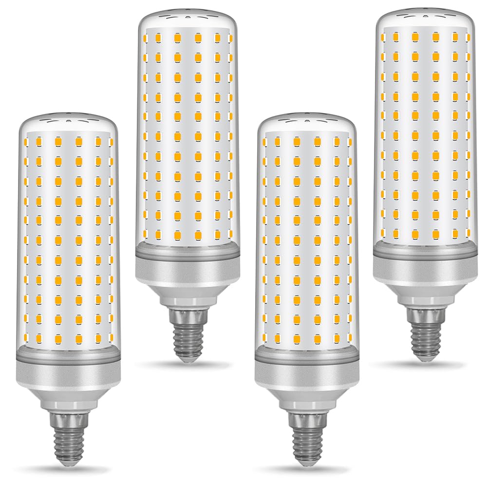 YELANGU E14 LED Corn Light Bulbs,40W Warm Light 3000K, Equivalent to 400W E14 Halogen Bulbs,AC 85-265V, 360° Beam Angle,Small Edison Screw SES LED Corn Lamp, Not Dimmable, Pack of 4