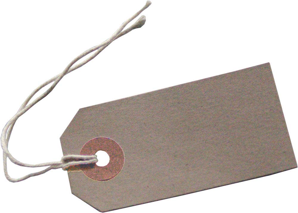 Buff Brown Strung Tags 70mm x 35mm Reinforced Luggage Tags Tie On String Labels (1000 Pack) Ivy