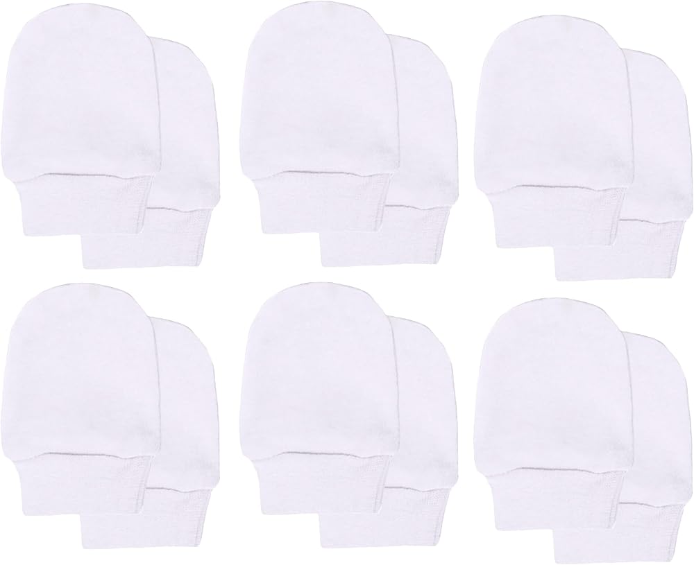 Soft Touch Baby Girls' Anti-Scratch Mittens White 6 Pack