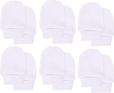 Soft Touch Baby Girls' Anti-Scratch Mittens White 6 Pack