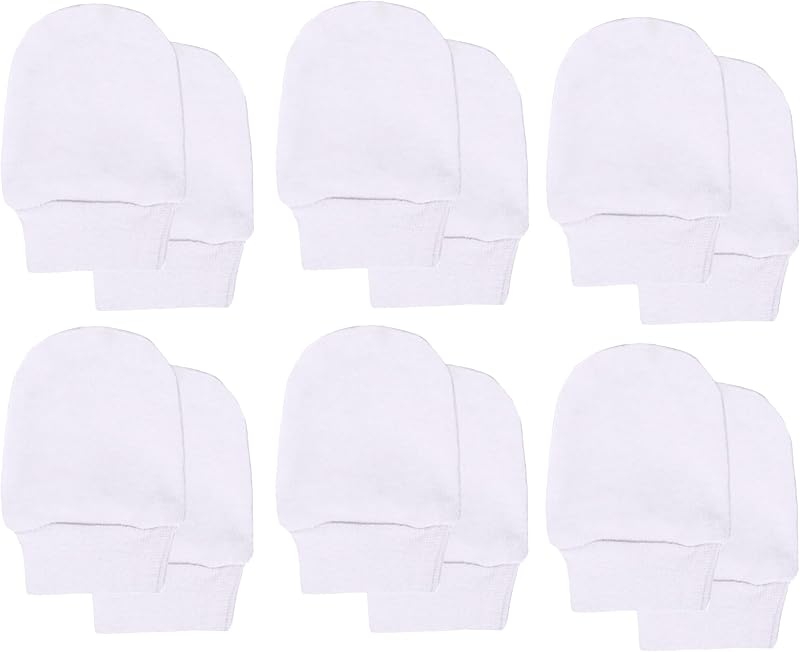 Soft Touch Baby Girls' Anti-Scratch Mittens White 6 Pack