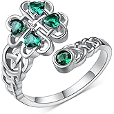 Feijiesi St Patricks Day Shamrock Ring 925 Sterling Silver Celtic Knot Ring Four Leaf Clover Rings for Women Clover Jewelry Gifts for Women